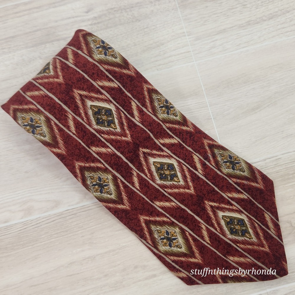 Vintage Chaps Ralph Lauren Tie 100%‎ Silk Made In USA 56" x 4" Burnt Red